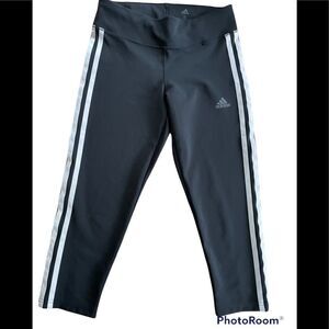 ADIDAS Climalite 3 stripe black Capri length leggings, size S.